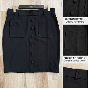 New York Clothing Company Midi Skirt with Button Accents